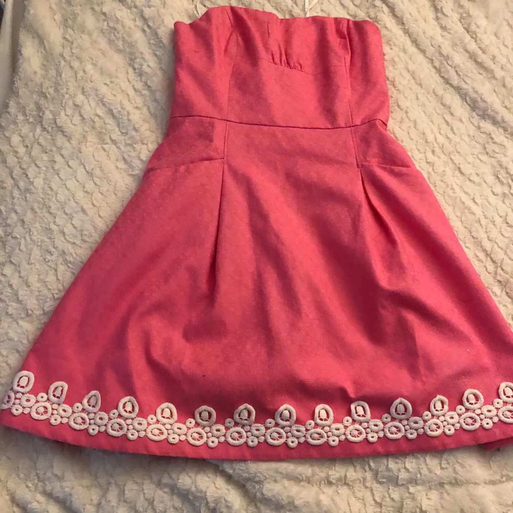 Lily Pulitzer White Blossom Pink Jacquard dress